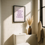 Funny Bathroom Wall Art Set of 9, Nice Bum Goose Print, Lavender Bathroom Decor, Purple Bathroom Signs, Printable Bathroom Gallery Set