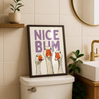 Funny Bathroom Wall Art Set of 9, Nice Bum Goose Print, Lavender Bathroom Decor, Purple Bathroom Signs, Printable Bathroom Gallery Set