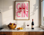 Pink Kitchen Wall Art Set of 12, Coquette Kitchen Decor, Pasta Lover Club Prints, Wine and Dine Poster Set, Girly Kitchen Gallery Wall