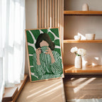 Green Botanical Wall Art, Modern Figurative Art Print, Abstract Woman Painting, Contemporary Portrait Poster, Maximalist Green Decor, Trendy