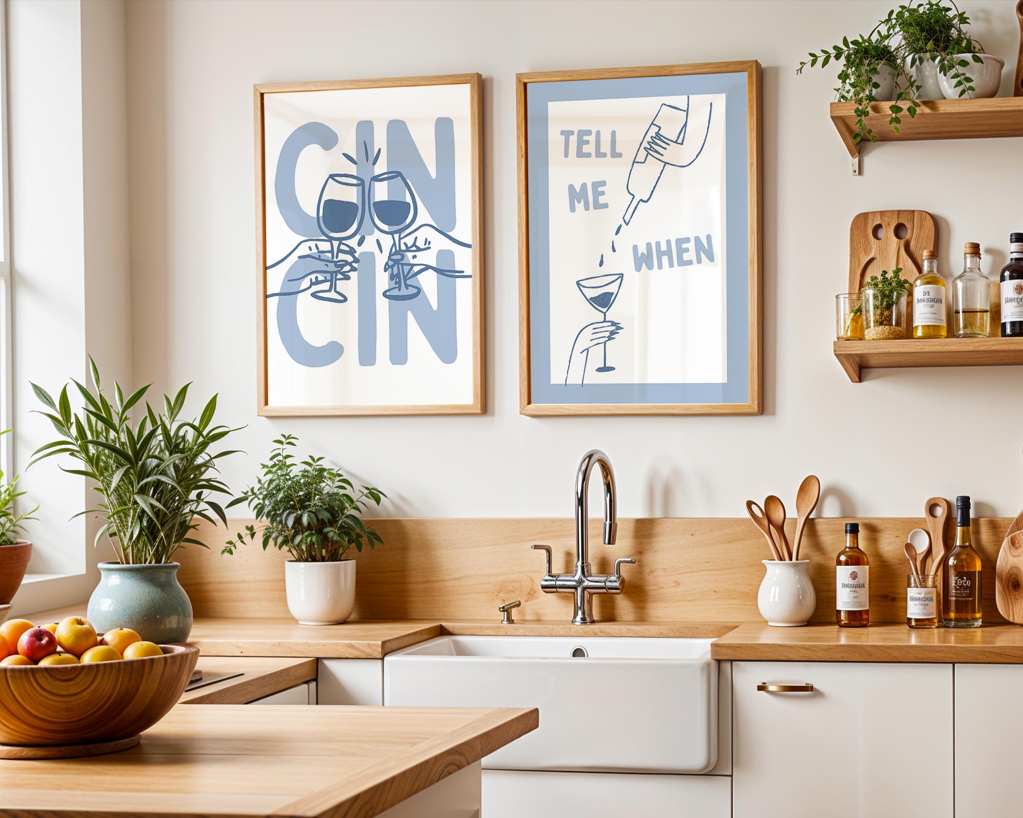 Kitchen Wall Art Set of 12, Italian Kitchen Prints, Retro Food Poster Bundle, Pasta & Wine Gallery Wall, Blue Kitchen Decor, Printable Art