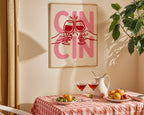 Bar Cart Wall Art Set of 6, Pink Cocktail Prints, Wine Bar Decor, Retro Martini Gallery Wall, Maximalist Kitchen Printable Art Bundle