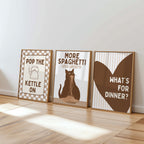 Kitchen Wall Art Set of 6, Neutral Kitchen Prints, Italian Food Poster Bundle, Modern Kitchen Gallery Wall, Printable Kitchen Decor