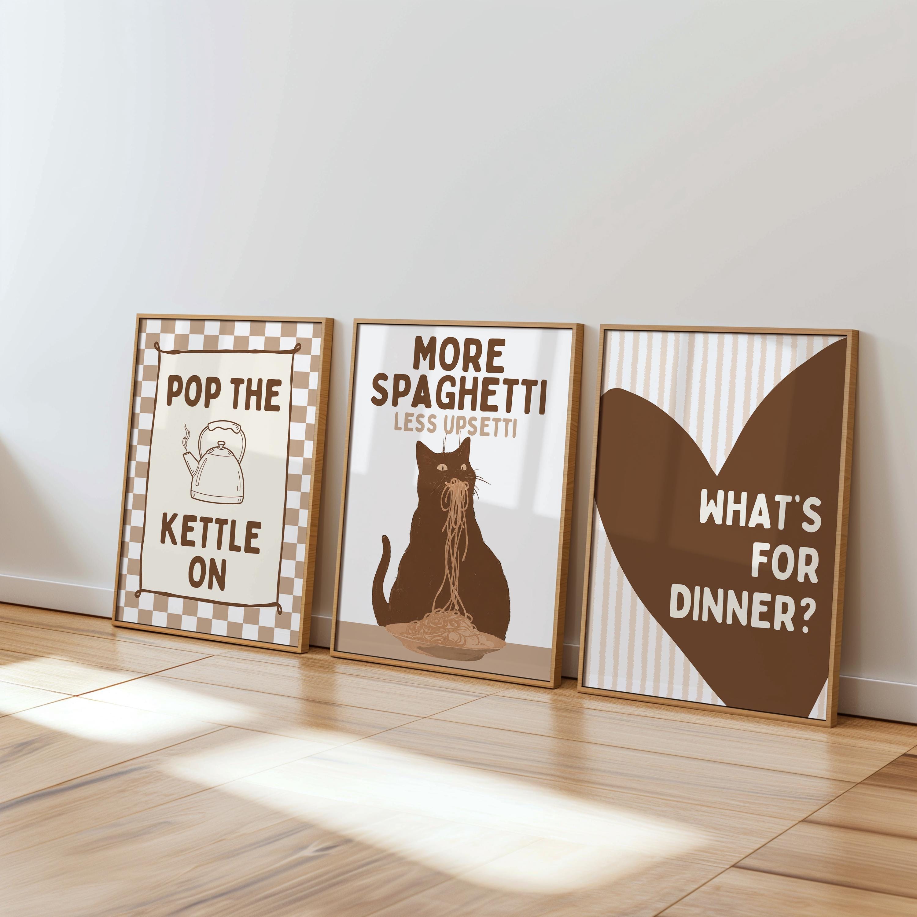 Kitchen Wall Art Set of 6, Neutral Kitchen Prints, Italian Food Poster Bundle, Modern Kitchen Gallery Wall, Printable Kitchen Decor