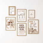 Italian Kitchen Wall Art Set of 12, Espresso Martini Print Bundle, Pasta Lover Club Decor, Cafe Gallery Wall Set, Maximalist Kitchen Decor