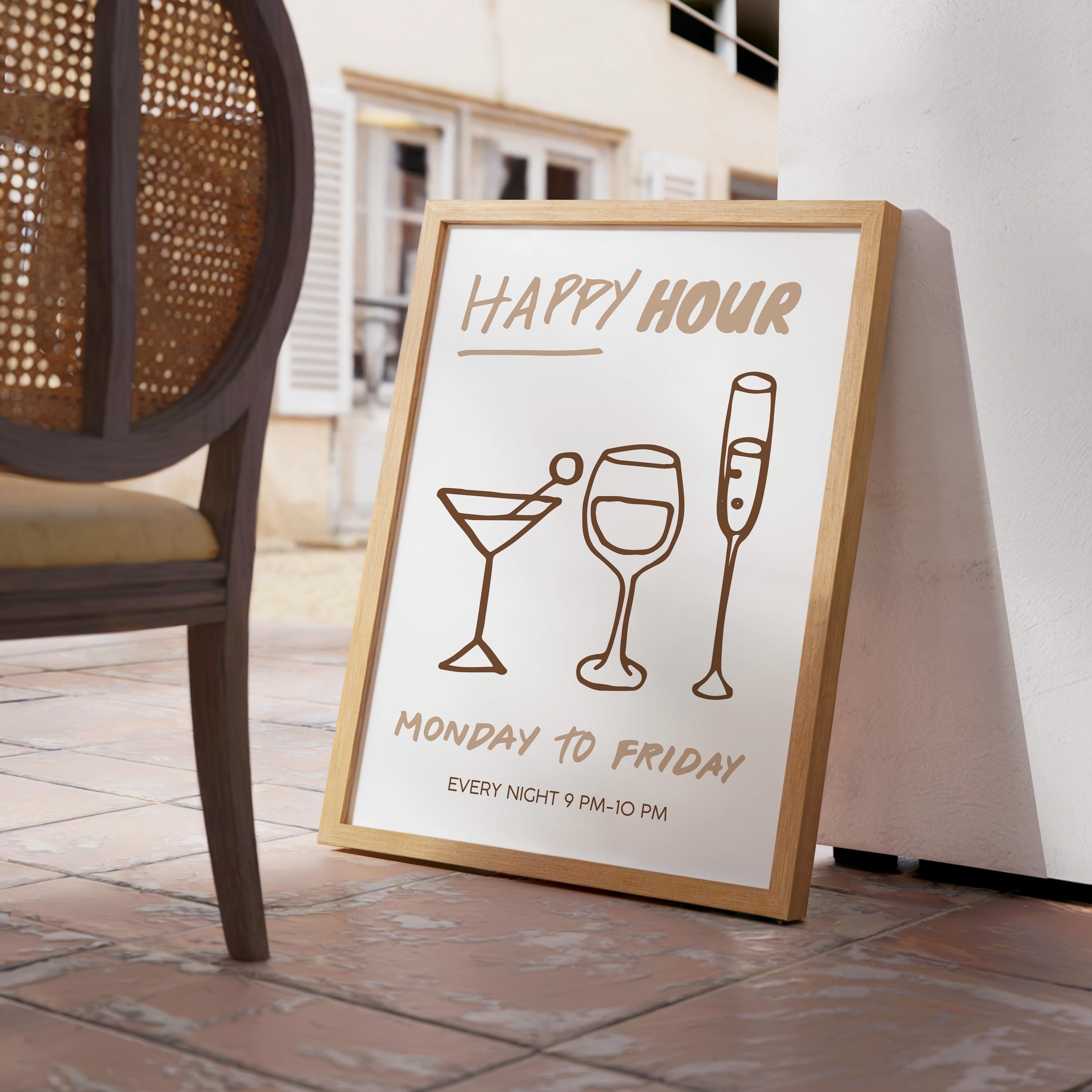 Neutral Bar Cart Wall Art Set of 6, Wine & Cocktail Prints, Coffee Bar Decor, Modern Bar Gallery Wall, Printable Kitchen Art