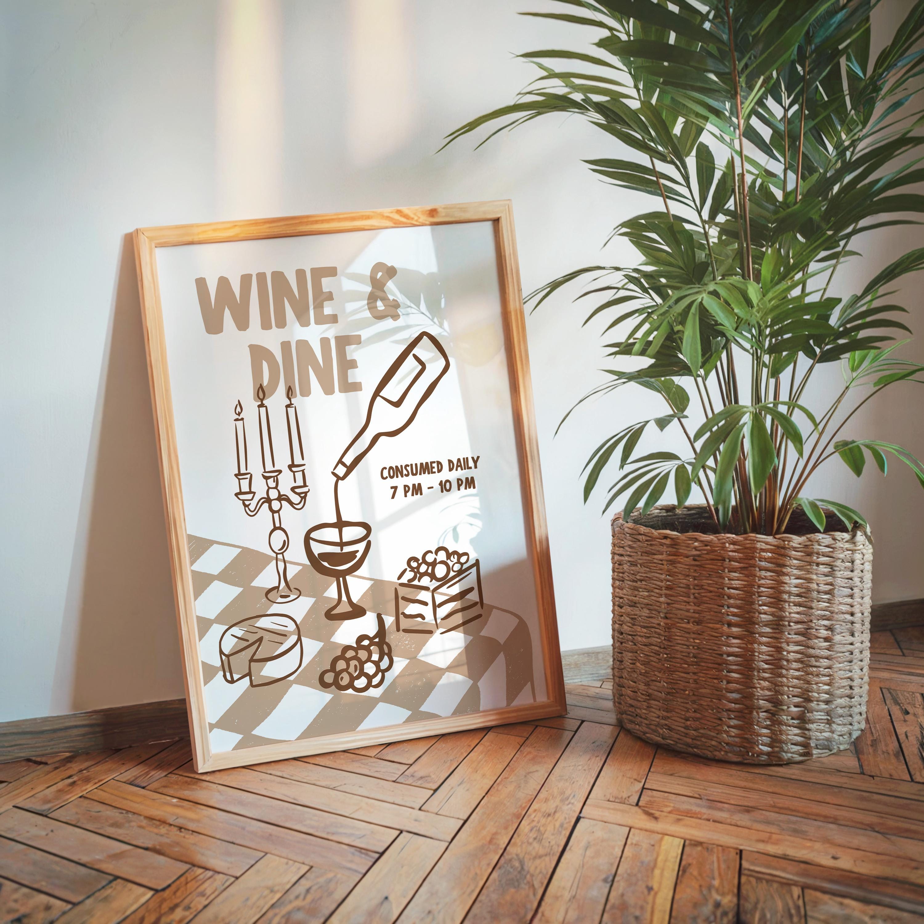 Neutral Bar Cart Wall Art Set of 6, Wine & Cocktail Prints, Coffee Bar Decor, Modern Bar Gallery Wall, Printable Kitchen Art