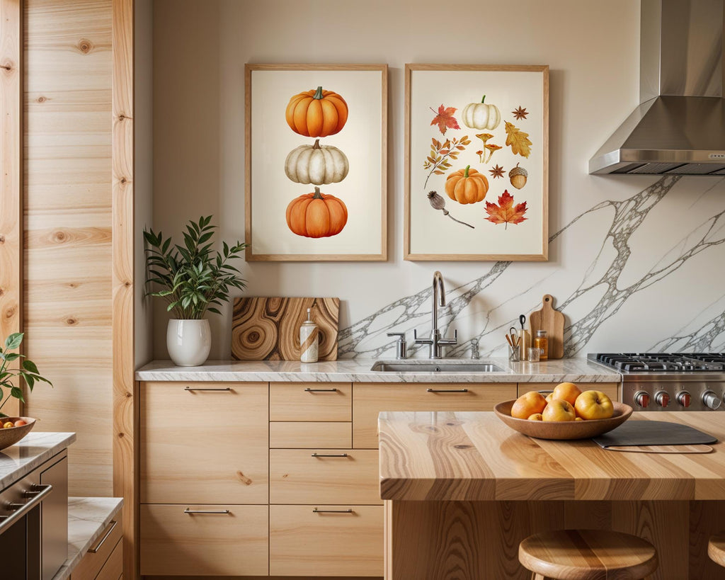 Fall Wall Art Set of 3, Pumpkin Wall Decor, Hello Fall Prints, Autumn Gallery Wall, Thanksgiving Decor, Kitchen Decor, Printable Wall Art