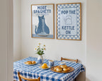 Blue Kitchen Wall Art Set, Pasta Lover Prints, Italian Kitchen Decor, Blue Kitchen Decor, Funny Cat Wall Art, Gallery Wall Set Printable