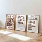 Kitchen Wall Art Set of 6, Neutral Kitchen Prints, Italian Food Poster Bundle, Modern Kitchen Gallery Wall, Printable Kitchen Decor