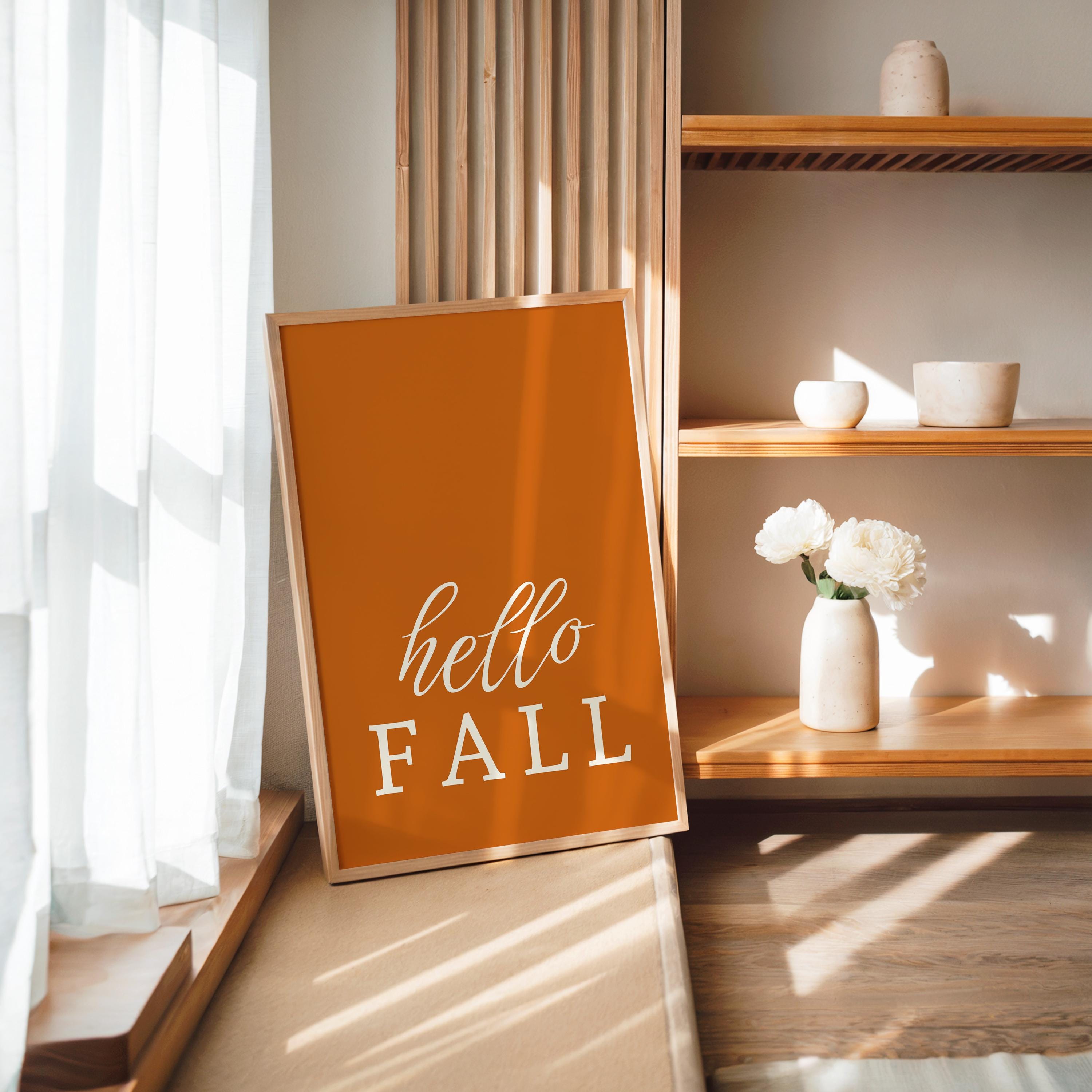 Fall Wall Art Set of 3, Pumpkin Wall Decor, Hello Fall Prints, Autumn Gallery Wall, Thanksgiving Decor, Kitchen Decor, Printable Wall Art
