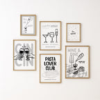 Minimal Bar Cart Wall Art Set - Happy Hour Decor