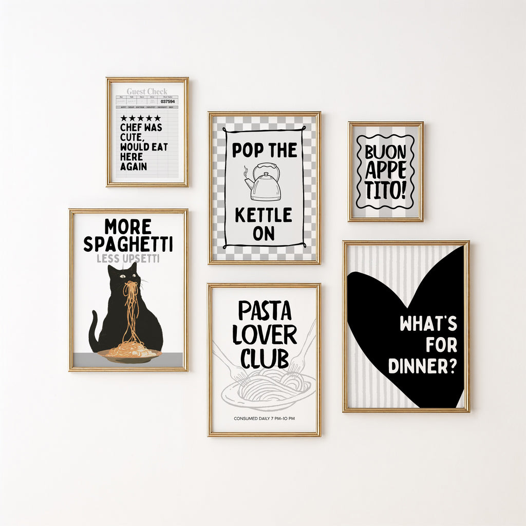 Minimal Bar Cart Wall Art Set - Happy Hour Decor